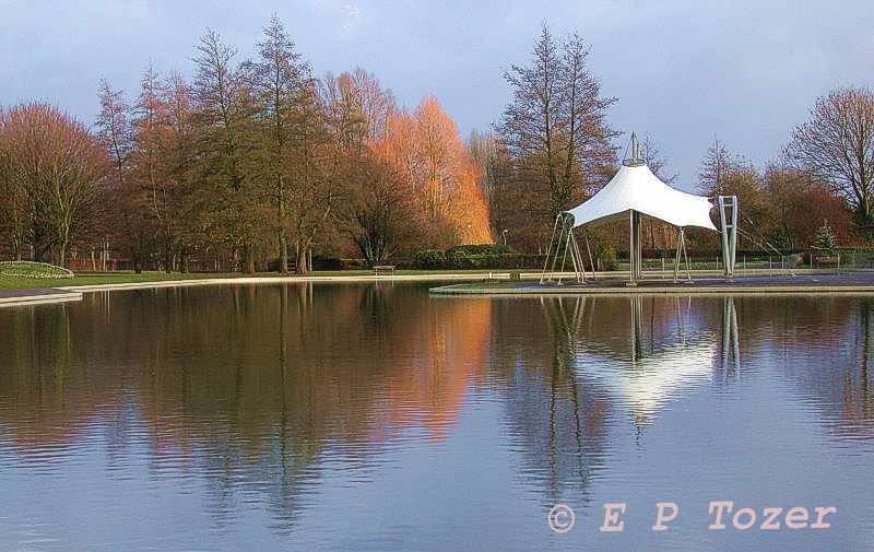 Eastrop Park boating lake and bandstand, image  E.P.Tozer