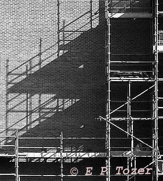 'Scaffolding on the new town centre construction', image  E.P.Tozer